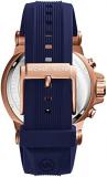 Michael Kors MK8295 Mens Chronograph Rose Gold Tone Stainless Steel Case Rubber Strap Blue Tone Dial Date Display