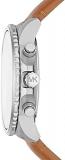 Michael Kors Men's CORTLANDT Stainless Steel Quartz Watch with Leather Strap, Brown, 22 (Model: MK8927)