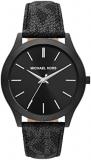 Michael Kors Men's Slim Runway Stainless Steel Quartz Watch with PVC Strap, Black, 22 (Model: MK8908)
