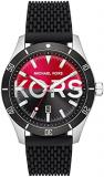Michael Kors Men's Layton Stainless Steel Quartz Watch with Silicone Strap, Black, 22 (Model: MK8892)