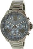Michael Kors Wren Chronograph Blue Crystal Pave Dial Gunmetal Ion-plated WOMENS Watch MK6097