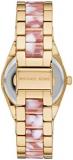 Michael Kors Women's Channing Quartz Watch with Stainless-Steel-Plated Strap, Gold/Multi/Pink, 22