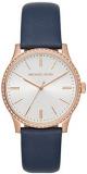 Michael Kors Bailey Stainless Steel Watch With Leather Strap & Glitz Topring