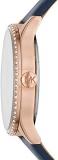 Michael Kors Bailey Stainless Steel Watch With Leather Strap & Glitz Topring