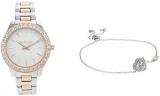 Michael Kors MK1048 - Liliane Three Hand Watch and Bracelet Gift Set Two-Tone Rose/Silver One Size