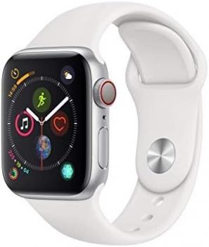 Apple Watch Series 4 (GPS, 44MM) - Silver Aluminum Case with White Sport Band (Renewed Premium)