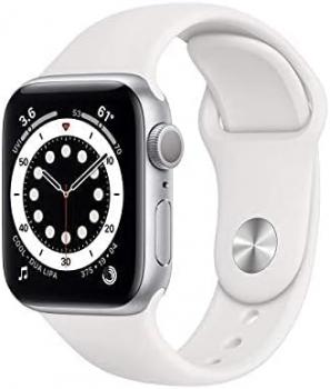 Apple Watch Series 6 (GPS, 44mm) - Silver Aluminum Case with White Sport Band (Renewed Premium)