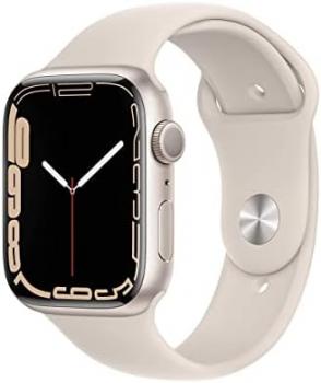 Apple Watch Series 7 (GPS, 45mm) Starlight Aluminum Case with Starlight Sport Band, Regular (Renewed)
