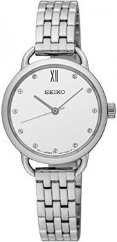 Seiko Women's 26mm Steel Bracelet & Case Hardlex Crystal Quartz White Dial Analog Watch SUR697
