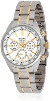 Seiko Men's SSB043 Two Tone Stainless Steel Analog with Silver Dial Watch