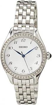 SEIKO Women's Quartz Dress Watch with Stainless Steel Strap, Silver, 15 (Model: SUR479P1)