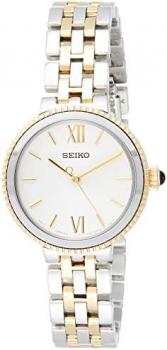 Seiko Women's 29.4mm Two Tone Steel Bracelet Steel Case Quartz Silver-Tone Dial Analog Watch SRZ508P1