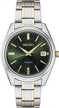 SEIKO Titanium Two Tone Green Dial Men's Watch SUR377