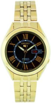 SEIKO Men's SNKL40 Gold Plated Stainless Steel Analog with Black Dial Watch