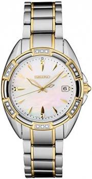 Ladies Silver Tone Diamond Bezel Watch with Mother of Pearl Dial