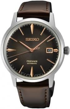 SEIKO Presage Analog Automatic Brown Dial Leather Strap Watch for Men SRPJ17J, Brown, Strap