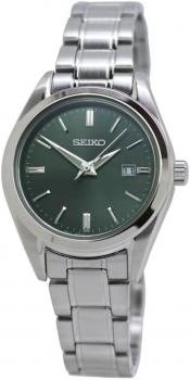 SEIKO Ladies SUR533 Essentials Green dial 10 bar Sapphire Crystals, silver