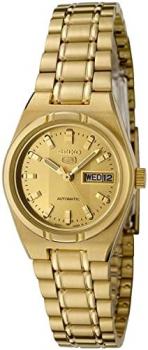 SEIKO Women's SYM600K 5 Automatic Gold Dial Gold-Tone Stainless Steel Watch