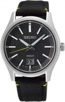 SEIKO Big Date Quartz Black Dial Men's Watch SUR517P1