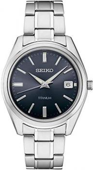SEIKO Titanium Black Dial Men's Watch SUR373
