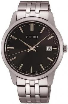 Seiko Essential Quartz Black Dial Stainless Steel Men's Watch SUR401
