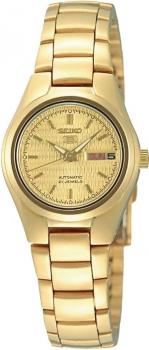 SEIKO Women's SYMC18 5 Automatic Gold Dial Gold-Tone Stainless Steel Watch