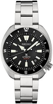 SEIKO Mens Black Dial Silver Band Stainless Steel Automatic Watch - SRPH17