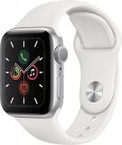 Apple Watch Series 5 (GPS, 44MM) - Silver Aluminum Case with White Sport Band (Renewed Premium)