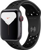 Apple Watch Nike Series 5 (GPS + Cellular, 44MM) Space Gray Aluminum Case with Black Sport Band (Renewed)