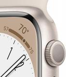 Apple Watch Series 8 (GPS, 45MM) - Starlight Aluminum Case with Starlight Sport Band (Renewed Premium)