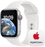 Apple Watch SE GPS + Cellular 44mm Silver Aluminium Case with White Sport Band - M/L with AppleCare+ (2 Years)