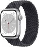 Apple Watch Series 8 (GPS, 41MM) - Silver Aluminum Case with Midnight Braided Solo Loop (Renewed)