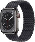 Apple Watch Series 8 (GPS + Cellular, 41MM) - Graphite Stainless Steel Case with Midnight Braided Solo Loop (Renewed)
