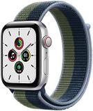 Apple Watch SE [GPS + Cellular 44mm] - Silver Aluminium Case with Abyss Blue/Moss Green Sport Loop (Renewed)