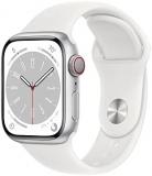 Apple Watch Series 8 (GPS + Cellular, 41mm) - Silver Aluminum Case with White Sport Band (Renewed)