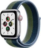 Apple Watch SE (GPS + Cellular, 40mm) Silver Aluminum Case with Abyss Blue/Moss Green Sport Loop (Renewed)