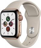 Apple Watch Series 5 (GPS + Cellular, 40MM) Gold Stainless Steel Case with Stone Sport Band (Renewed)