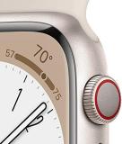 Apple Watch Series 8 (GPS + Cellular, 45MM) - Starlight Aluminum Case with Starlight Sport Band Renewed)