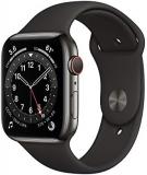 Apple Watch Series 6 (GPS + Cellular, 44mm) - Graphite Stainless Steel Case with Black Sport Band