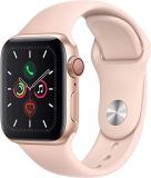 Apple Watch Series 5 (GPS + Cellular, 44MM) - Gold Stainless Steel Case with Pink Sport Band (Renewed)