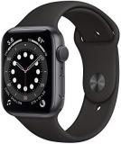 Apple Watch Series 6 (GPS, 44mm) - Space Gray Aluminum Case with Black Sport Ban...