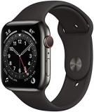 Apple Watch Series 6 (GPS + Cellular, 44mm) - Graphite Stainless Steel Case with Black Sport Band (Renewed)