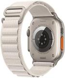 Apple Watch Ultra [GPS + Cellular 49mm] Titanium Case with Starlight Alpine Loop, Med (Renewed)