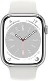 Apple Watch Series 8 41mm GPS Silver Aluminum Case - White Sport Band (Renewed)