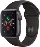 Apple Watch Series 5 (GPS + Cellular, 40MM) Stainless Steel Case with Black Spor...