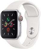 Apple Watch Series 5 (GPS + Cellular, 40MM) Silver Aluminum Case with White Sport Band (Renewed)