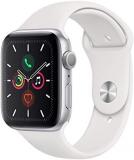 Apple Watch Series 5 (GPS, 44MM) Silver Aluminum Case with White Sport Band (Renewed)