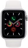 Apple Watch Series 5 (GPS, 44MM) Silver Aluminum Case with White Sport Band (Renewed)