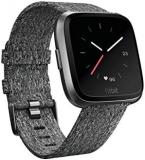 Fitbit Versa Special Edition Smart Watch - Charcoal Woven & Black Band (Renewed)