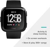 Fitbit Versa Smart Watch, Black/Black Aluminium, One Size (S & L Bands Included)